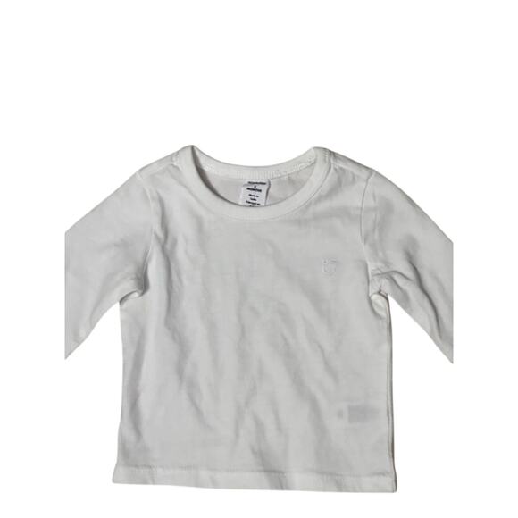 Nordstrom Long Sleeves T-Shirt Embroidered Logo Crew Neck Solid White 3 Mos NWOT - Picture 3 of 7